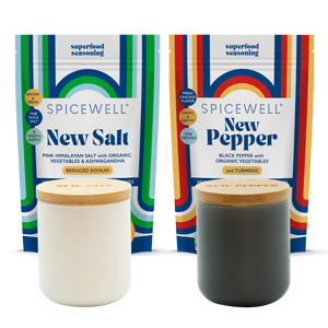 Spring Reset: New Salt & New Pepper Ceramic Cellar Set + Refill Pouch Bundle